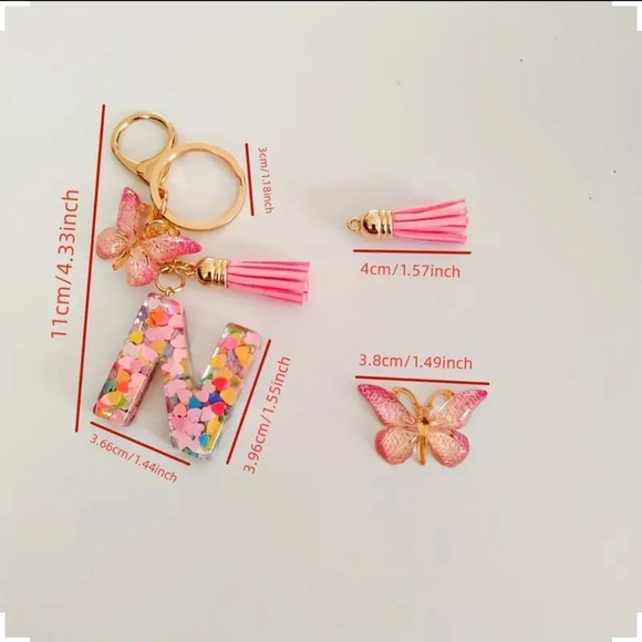 Pink letter keychain/ bag charm - Picture 2 of 2